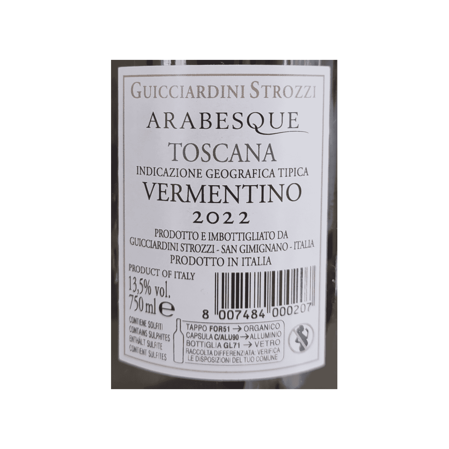 Tenute Guicciardini Strozzi Arabesque Vermentino Achter